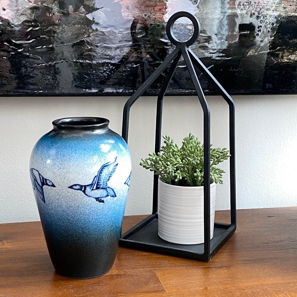 Vintage L.ROOMET 1995 Estonia Vase •European Studio Pottery • Blue Bird Ceramic